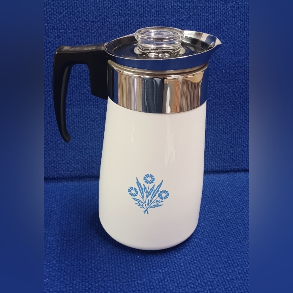 Corning Ware Vintage " Blue Cornflower" Percolator Coffee Pot 9 Cup Capacity